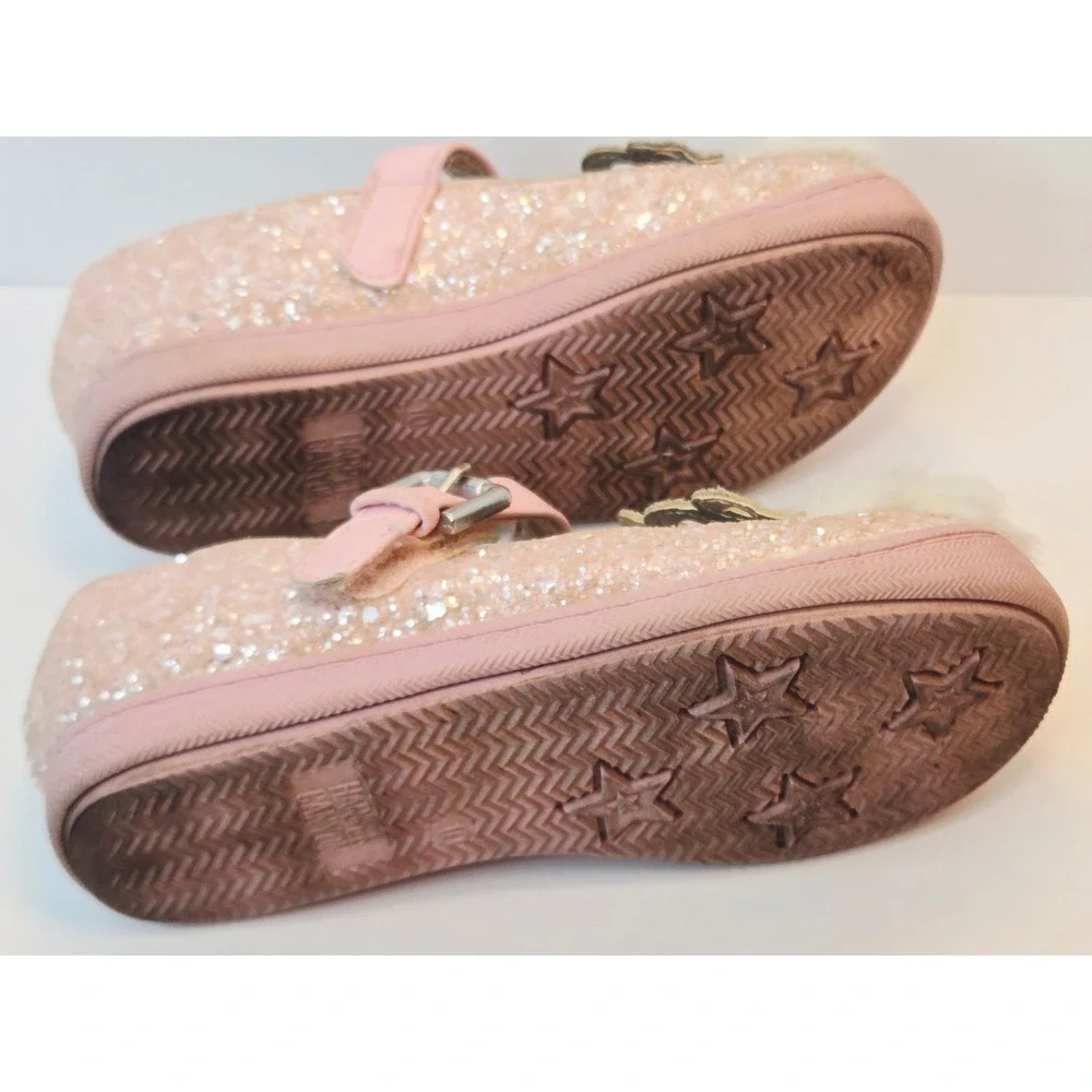 Harper Canyon Girls Pink Glitter Crown Pom Pom Mary Jane Shoes Size 10 13528779